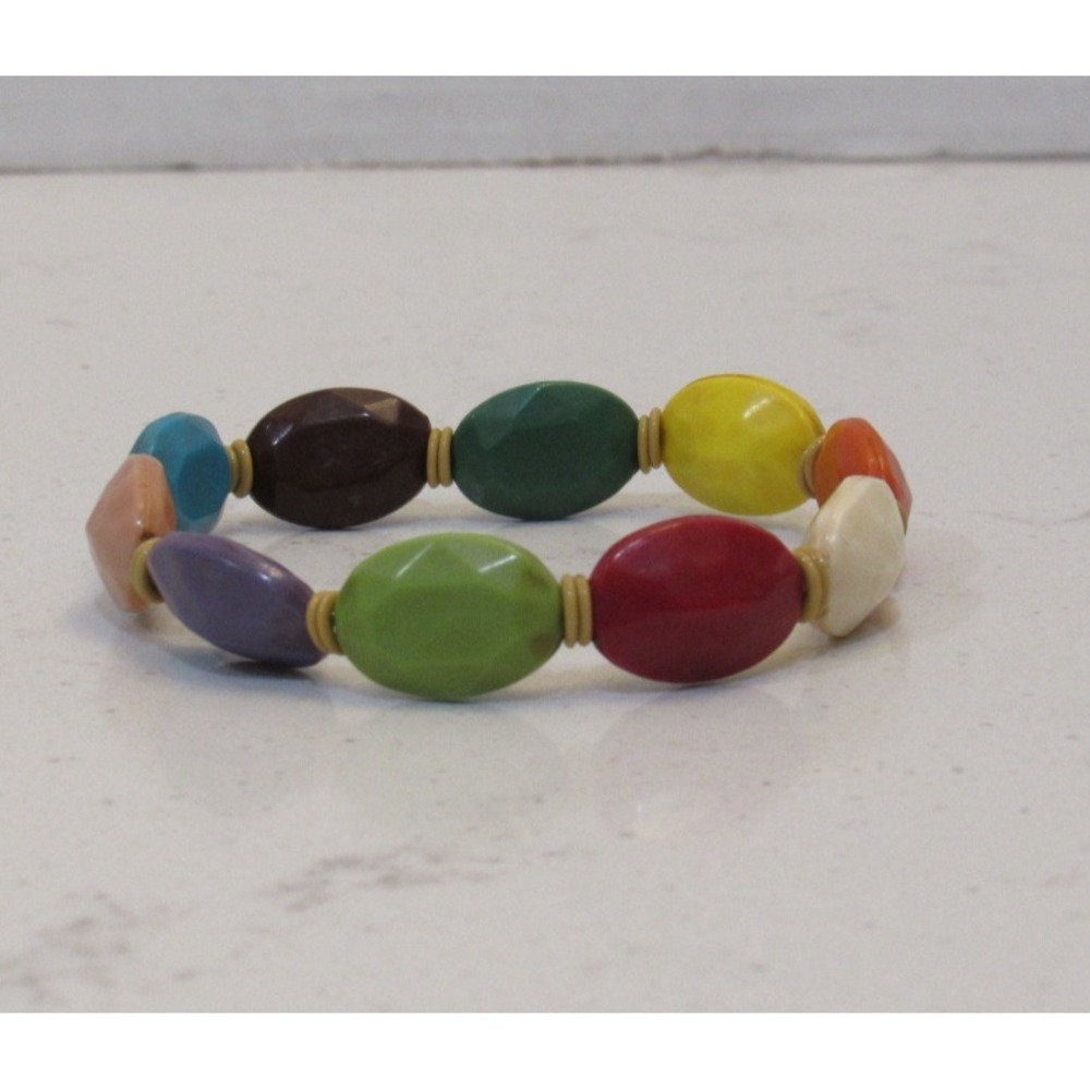 Stretch Multicolor Beaded Bracelet Garden Fairy Boho Cottage Stackable‎ Earthy